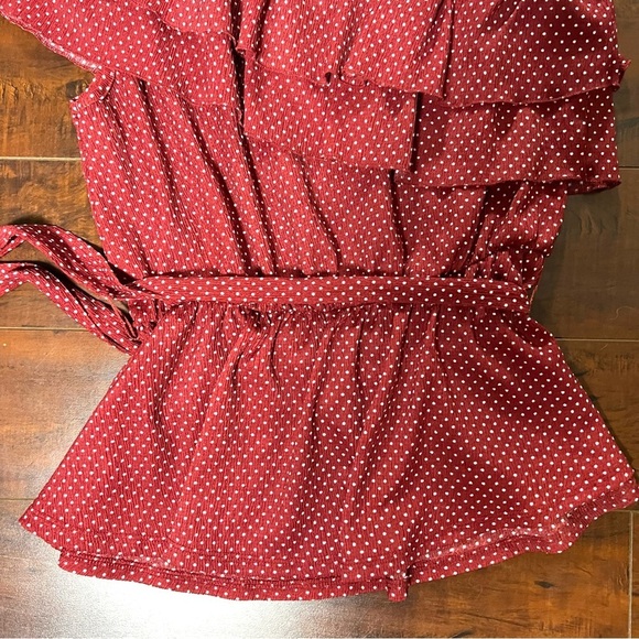 ANTHROPOLOGIE Maeve Rita Ruffled One Shoulder Top Polka Dot Size Small P NWT - Picture 9 of 16